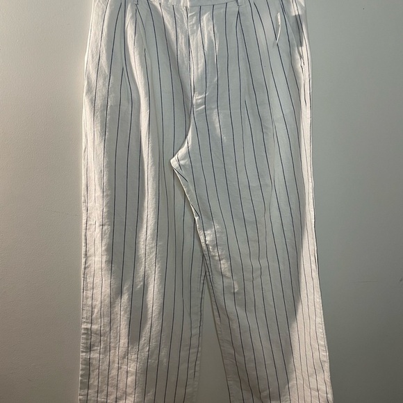 NWT GAP|| High Rise Linen-Cotton Trousers, Pleated Striped Pants Size 10 - Picture 7 of 12